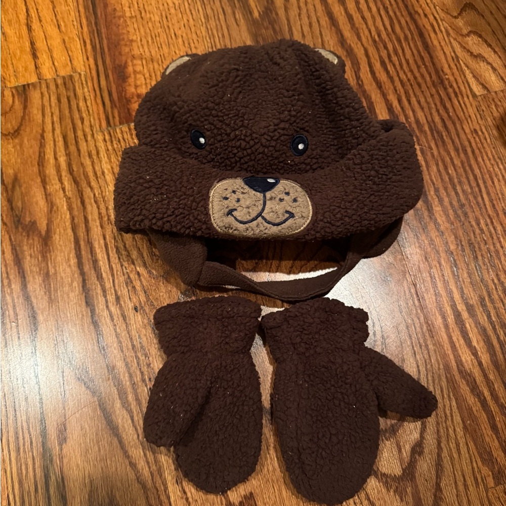 Oshkosh B’gosh - Brown Bear Hat and Mittens Set - Toddler 12-24M
